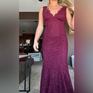 Elegant Burgundy Lace Dress